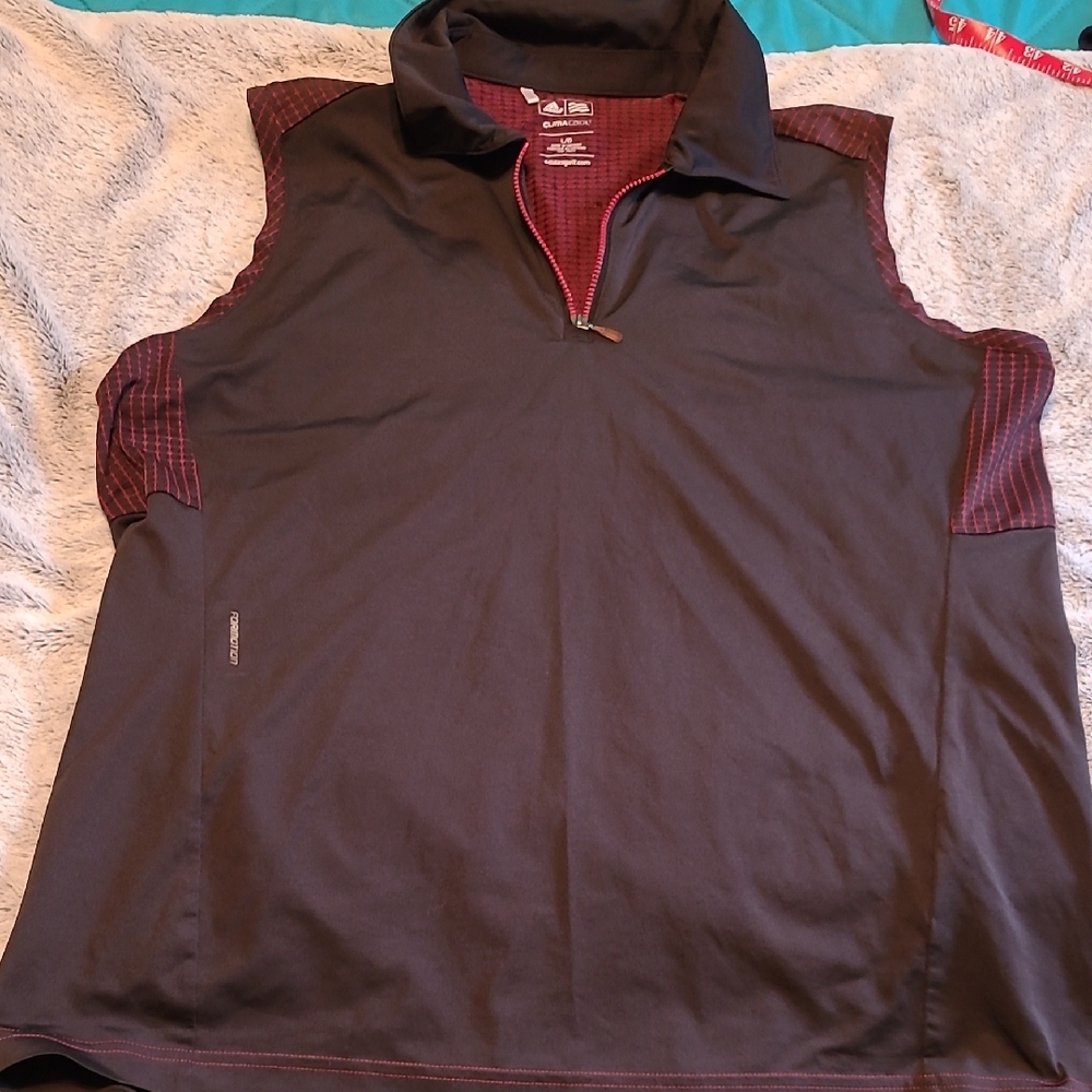Adidas Black and Red Climacool Golf Polo